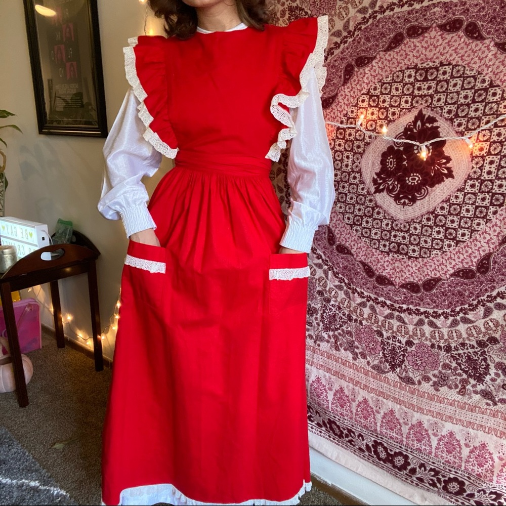 Vintage 70s Pinafore Apron Dress